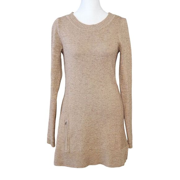 Title Nine Wool Blend Knit Sweater Dress Tunic Crew Neck Tan Women's Size XS - Picture 1 of 10